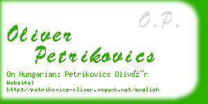 oliver petrikovics business card